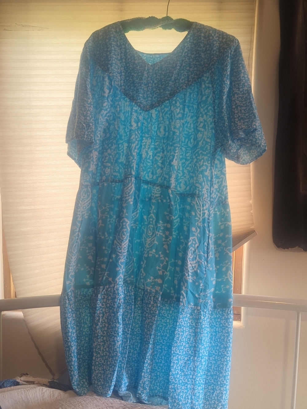 Bright Turquoise & White Tiered Mumu